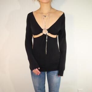 Moda International Women's Black and Silver Shirt